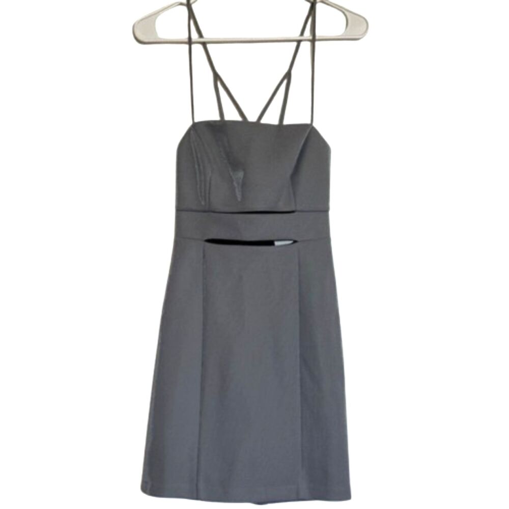BCBG Generation Cutout Strappy Bodycon Dress Womens Size 4 Mini Shimmer Grey NWT